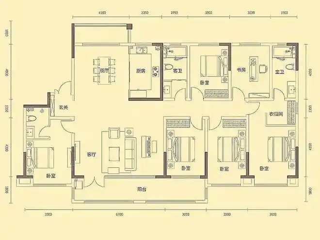 220平米为三胎家庭量身定制的大平层,实用又大气的经典大宅!|户型|套