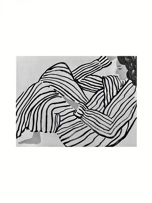 丙烯画抽象人物极简线条装饰画