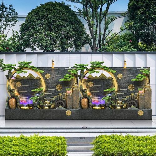 大假山流水喷泉别墅花园庭院阳台鱼池水景装饰水幕墙屏风隔断摆件