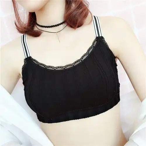 女士黑白条纹肩带无缝运动瑜伽裹胸_萝雅莉抹胸吊带背心_义乌购