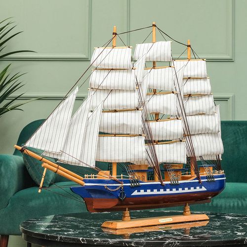 大型一帆风顺帆船模型摆件木质客厅酒柜酒店前台店铺创意装饰品
