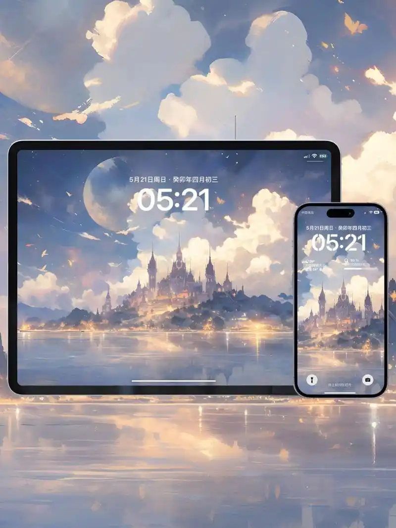 手机ipad平板4k高清壁纸|055|一座城堡ⅠⅠ 天空中的城堡熠熠生辉,如