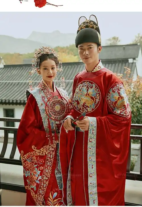 明制汉服婚服2022新款男女情侣套装全套凤冠霞帔结婚中式古装嫁衣