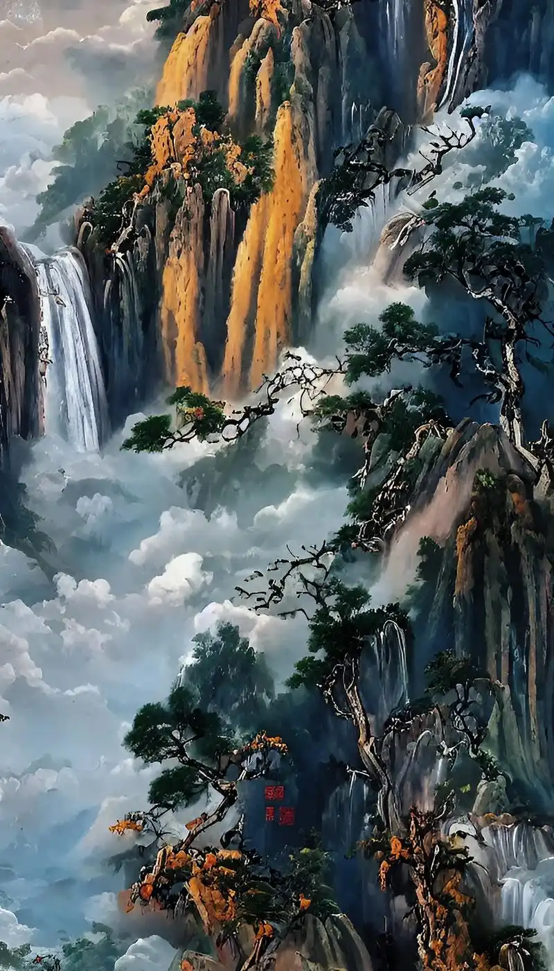 这样一个中国风的山水画作为你的手机壁纸是不是很拉风