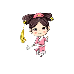 清朝卡通手绘妃子格格拿手帕清装旗袍透明背景元素