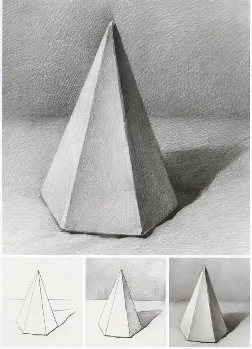 六棱锥素描步骤图画法教程初学者临摹范画