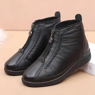 女士雪地靴>足力健健康>足力健健康棉鞋女冬季加绒保暖妈妈鞋平底中