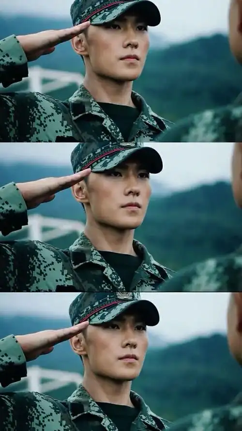 杨洋平头!迷彩服!酷!