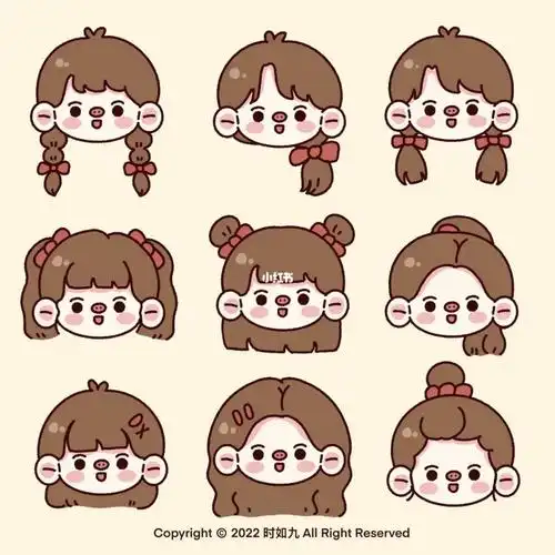 简笔画女孩发型练习