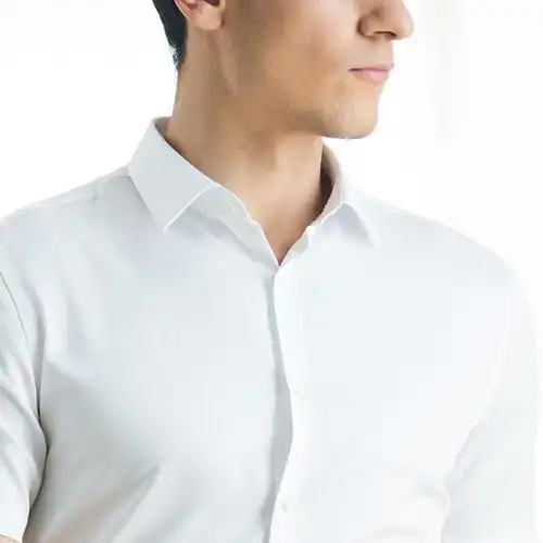 依文新款夏季白衬衫男短袖衬衣男士短袖商务休闲纯色衬衫ed680161