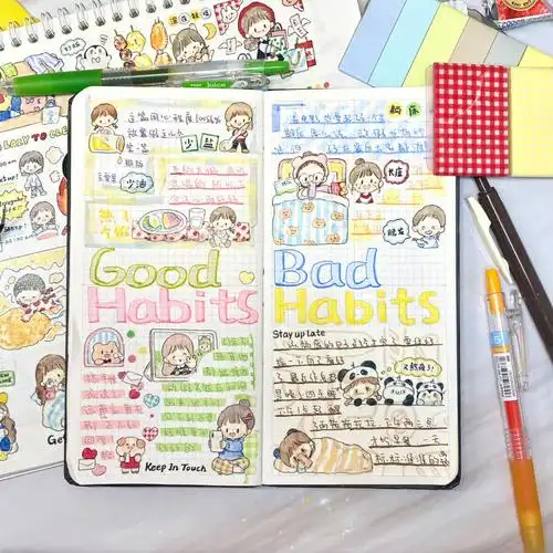 习惯记录着放假时我拥有的好/坏习惯还是很实用 贴近生活的#手帐排版