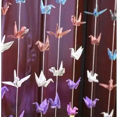 金粉千纸鹤折纸成品穿线串好的一串10只婚礼店铺装饰道具房间装扮
