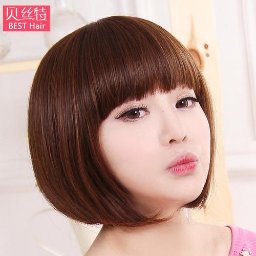 2020新假发女短发直发齐刘海bobo头韩国整顶头套逼真自然高温丝套