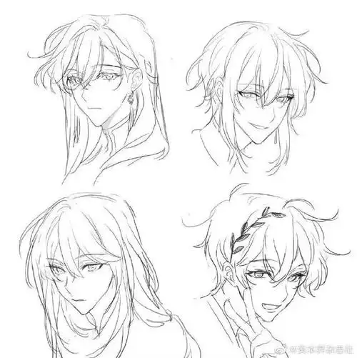 绘画参考#男生发型参考#二次元条漫推荐#@野画集你好