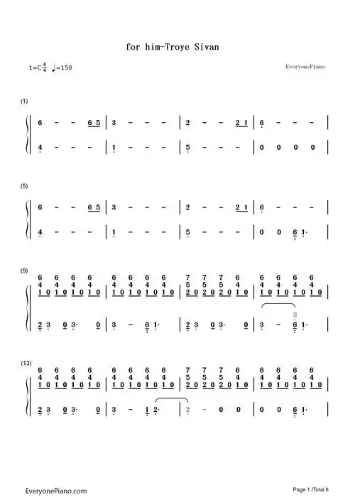 for him.-troye sivan双手简谱预览1