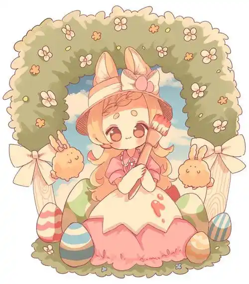 ちょっと早めのハッピーイースターうぱ子的兔耳少女插画图片