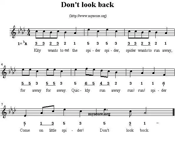 dont look back_简谱_搜谱网