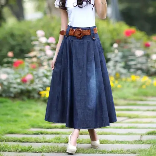 红念夏装牛仔裙半身长裙 欧美半身裙子a字百…-堆糖,美好生活研究所