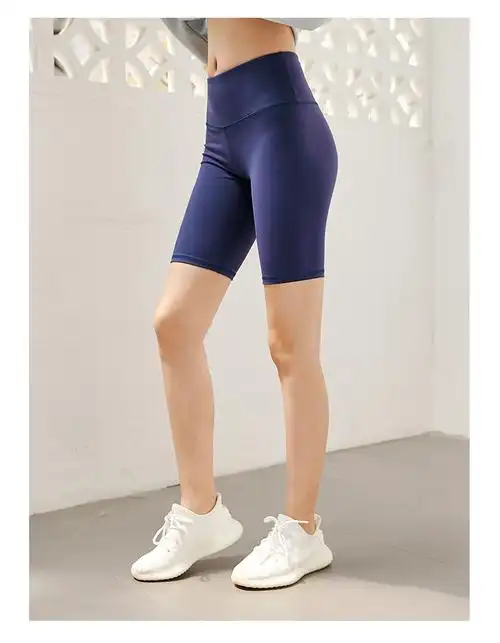 五分高腰紧身裤女骑行弹力运动短裤外穿跑步健身打底裤提臀瑜伽裤黑色