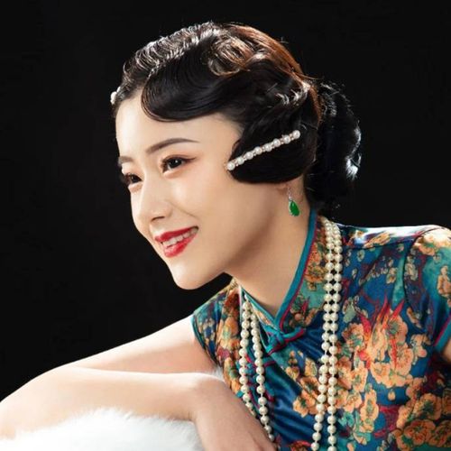 手推波纹刘海片古装假发女影楼民国复古上海滩旗袍演出发型假刘海