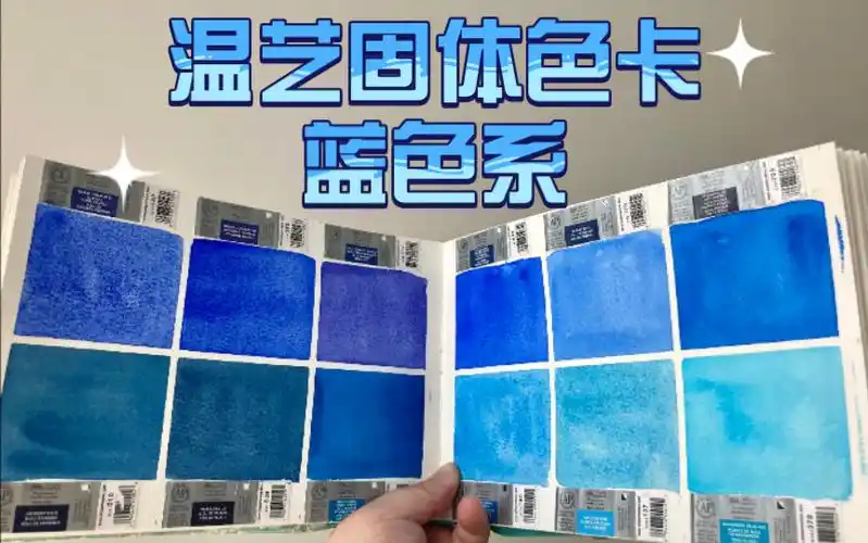 温莎牛顿艺术家固体水彩半块色卡蓝色系涂色卡原速