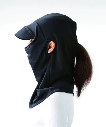 日本进口防紫外线抗uv户外运动遮脸护颈透气冷感面罩遮阳帽二合一_不