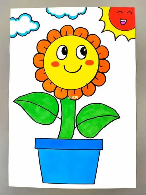 一起来画一朵可爱的向日葵97,简单又好看,快来试试吧