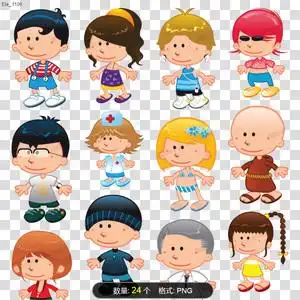 卡通儿童发型图片男孩女孩透明背景图片可爱