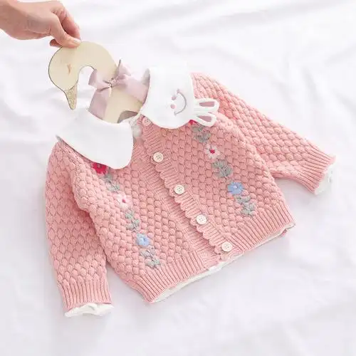 女童毛衣开衫纯棉1岁童装女宝儿童针织衫宝宝春秋季小童外套洋气