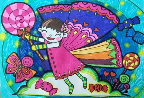 少儿书画作品-甜蜜的梦境/儿童书画作品甜蜜的梦境欣赏_中国少儿美术