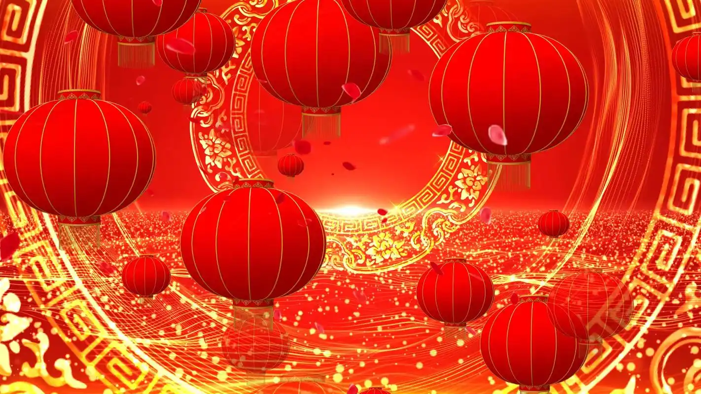 4k喜庆大红灯笼节日春节晚会舞台背景_3840x2160_高清视频素材下载