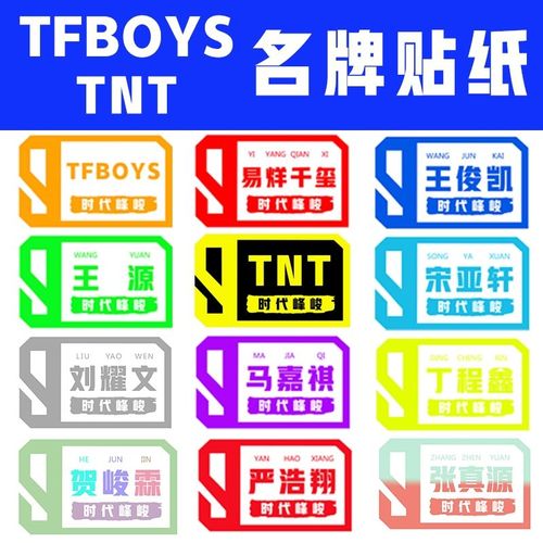 tfboys易烊千玺王俊凯王源tnt时代少年团宋亚轩名牌贴纸姓名贴【7月12