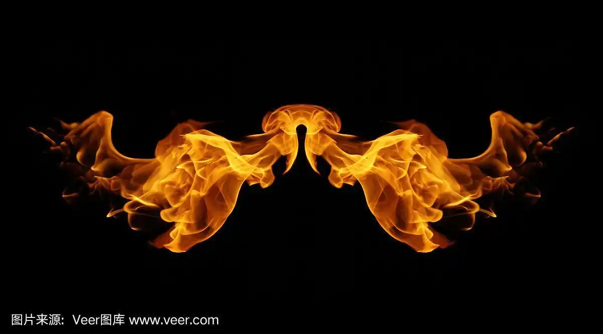 抽象的火焰像翅膀在黑色的背景