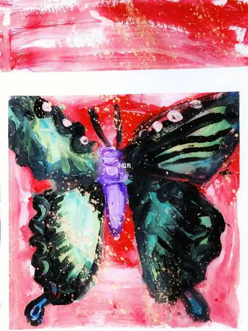 创意少儿美术课程儿童画水粉颜料课蝴蝶写生