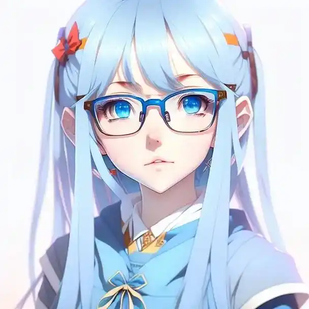 蓝色系列动漫眼镜女生头像