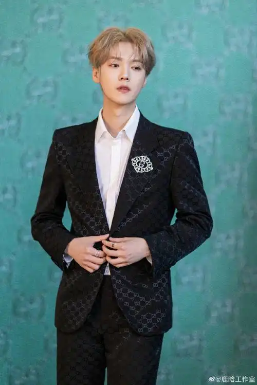 鹿晗黑西装侧颜花絮照#鹿晗黑西装侧颜花絮照,帅气儒雅,新年快乐浇!
