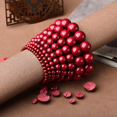 正品朱砂手串女本命年单圈帝王转运珠素圈情侣手链手链