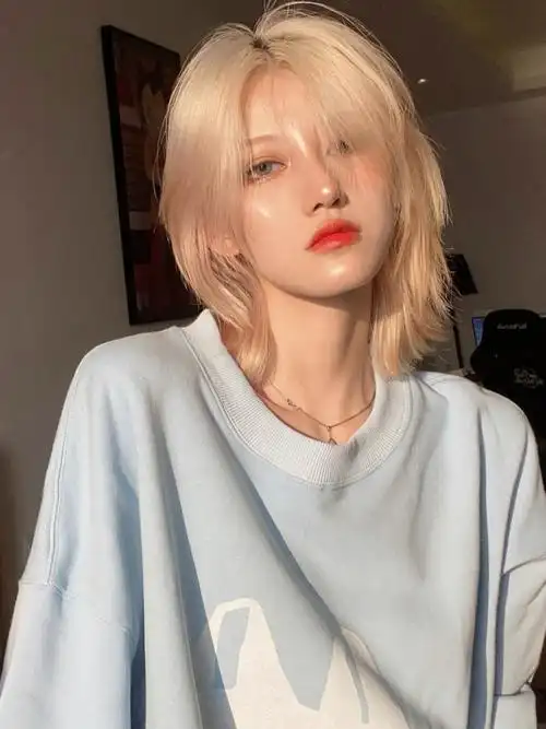 假发女狼尾短直发陆柯燃鲻鱼头日系男女通用中性自然时尚发套 自然黑