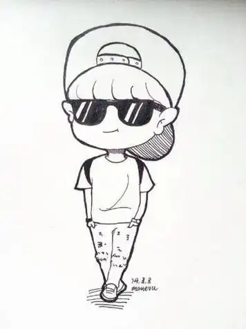 q版明星简笔画黑白色