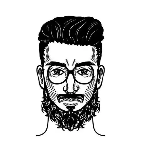 矢量设计手绘络腮胡理发师