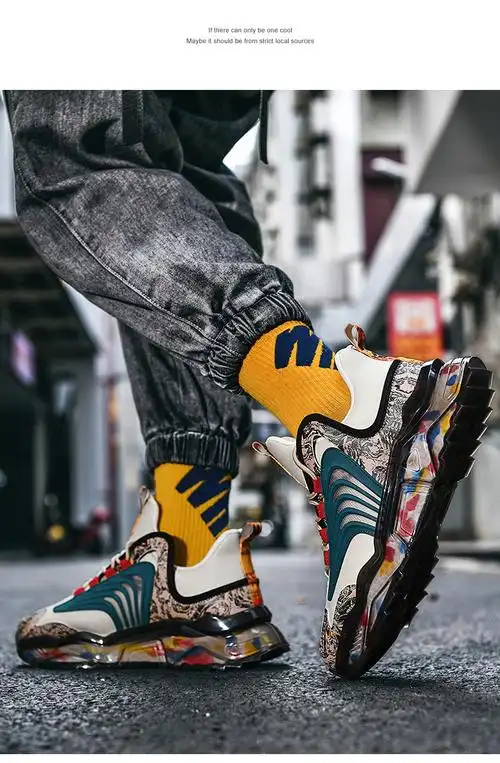 鞋子男潮春季新款国潮运动鞋爆米花跑步鞋时尚个性老爹鞋男鞋黑色39