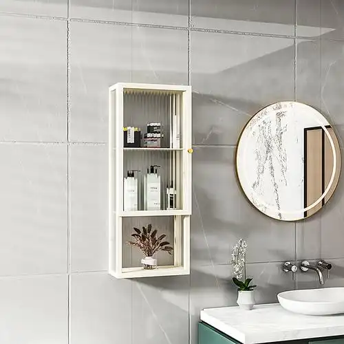 轻奢卫生间置物架壁挂式免打孔浴室厕所马桶上方收纳柜窄侧小吊柜