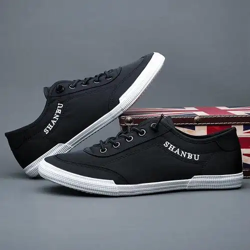 子男一脚蹬透气休闲鞋男布鞋潮流薄底百搭板鞋2024春季男鞋小白鞋