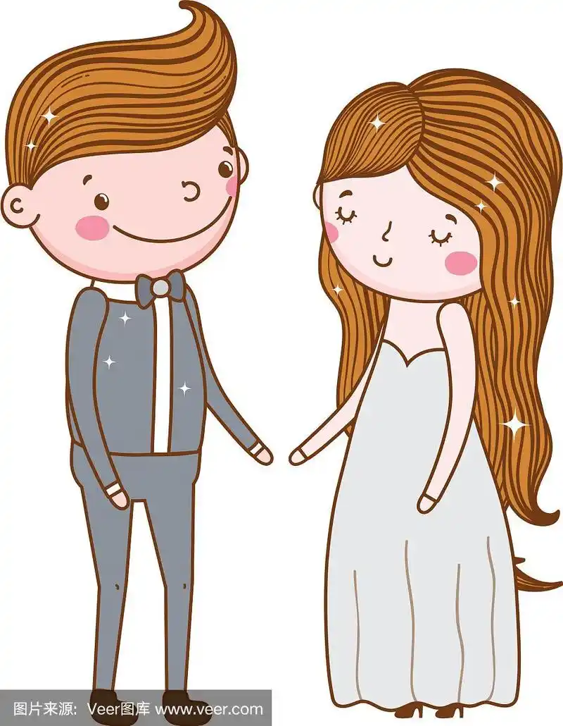 夫妻结婚可爱的卡通