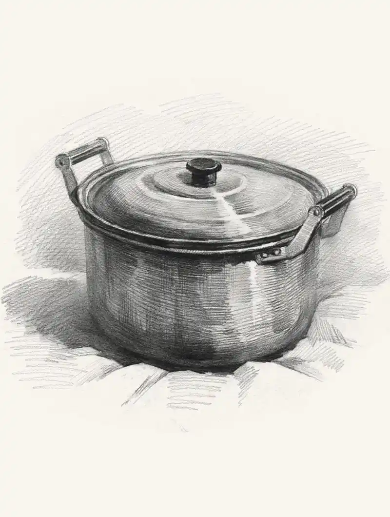 【每日分享】素描静物单个对照临本丨不锈钢类#美术生# #杭州纯画室