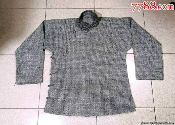 手工土布粗布棉布偏襟衣服旗装高领三排领扣无破轻微岁月痕迹