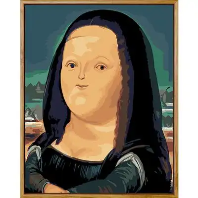 diy数字油画卡通动漫手工名画q版蒙娜丽莎戴珍珠耳环的少女填充画