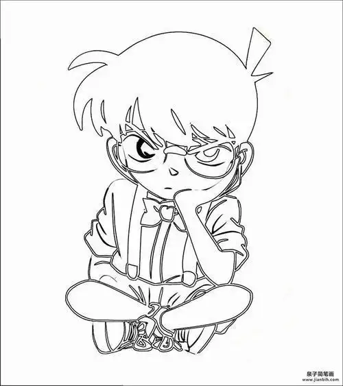 名侦探柯南简笔画柯南怎么画 工藤新一简笔画帅气人物素描简笔画柯南