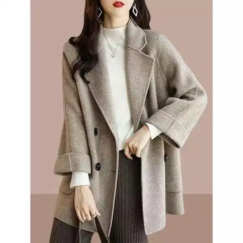 赫本风高级感双面绒大衣女装小个子2024秋冬装新款洋气毛呢外套