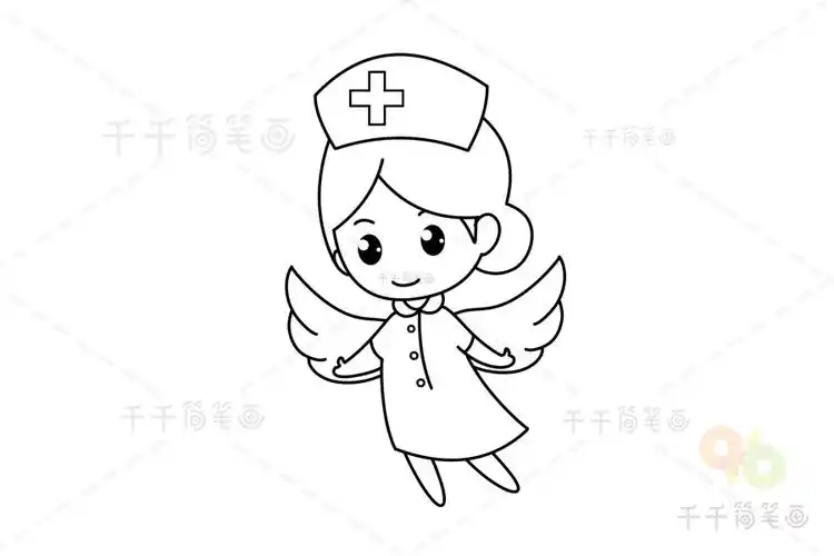 白衣天使涂色简笔画护士节快乐